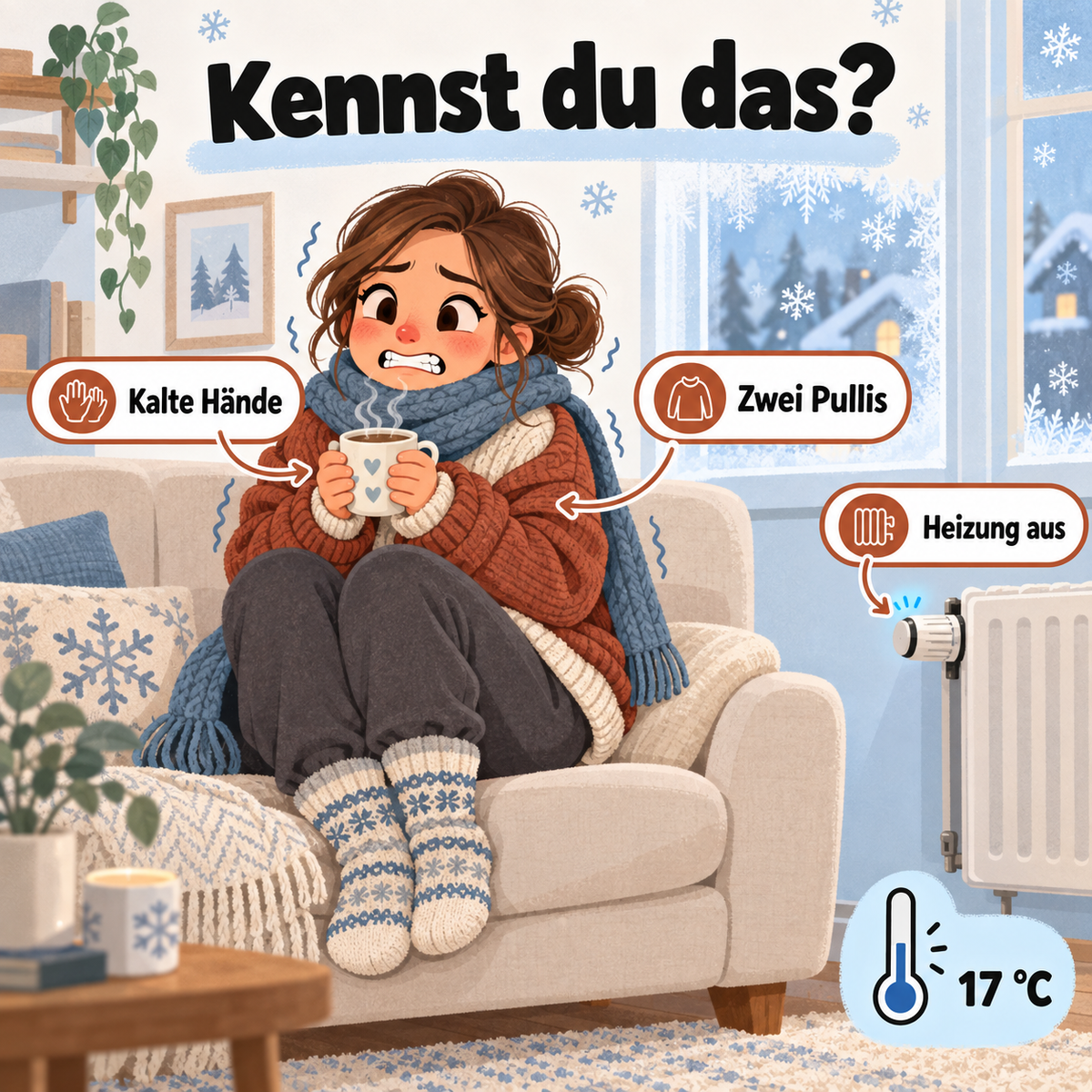 Kennst du das? Kalte Hände, zwei Pullis, Heizung aus